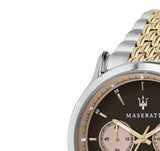 Maserati Legend Chronograph 42mm Brown Dial Two Tone Steel Strap Watch For Men - R8873638003