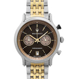 Maserati Legend Chronograph 42mm Brown Dial Two Tone Steel Strap Watch For Men - R8873638003