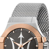 Maserati Potenza Quartz Grey Dial Silver Mesh Bracelet Watch For Men - R8853108007