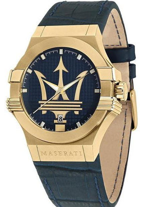 Maserati Potenza Blue Dial Blue Leather Strap Watch For Men - R8851108035