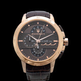 Maserati Ingegno Chronograph Brown Dial Brown Leather Strap Watch For Men - R8871619001