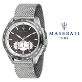 Maserati Traguardo Chronograph Black Dial Silver Mesh Bracelet Watch For Men - R8873612008