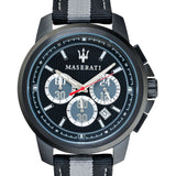 Maserati Royale 44mm Black Dial Stainless Steel Fiber Strap Watch For Men - R8871637002