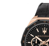 Maserati Stile Black Matte Dial Black Leather Strap Watch For Men - R8871642001