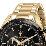 Maserati Traguardo Chronograph Black Dial Gold Steel Strap Watch For Men - R8873612041