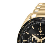 Maserati Traguardo Chronograph Black Dial Gold Steel Strap Watch For Men - R8873612041