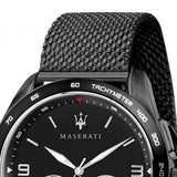 Maserati Traguardo Chronograph Black Dial Black Mesh Bracelet Watch For Men - R8873612031