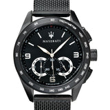 Maserati Traguardo Chronograph Black Dial Black Mesh Bracelet Watch For Men - R8873612031