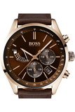 Hugo Boss Grand Prix Brown Dial Brown Leather Strap Watch for Men - 1513605