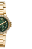 Michael Kors Camille Multifunction Green Dial Gold Steel Strap Watch For Women - MK6981