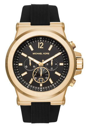 Michael Kors Dylan Chronograph Black Dial Black Rubber Strap Watch for Men - MK8445