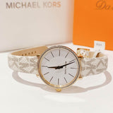 Michael Kors Pyper Quartz Silver Dial White Leather Strap Watch For Women - MK1037