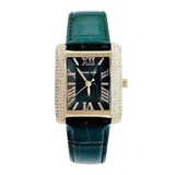 Michael Kors Emery Quartz Diamonds Green Dial Green Leather Strap Watch For Women - MK4697