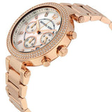 Michael Kors Parker White Dial with Diamonds Rose Gold Steel Strap Watch for Women - MK5491