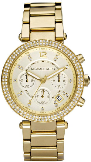 Michael Kors Parker White Dial Gold Steel Strap Watch for Women - MK6056