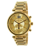 Michael Kors Sawyer White Dial Gold Steel Strap Watch for Women - MK6362