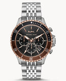 Michael Kors Bayville Chronograph Black Dial Silver Steel Strap Watch For Men - MK8725