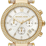 Michael Kors Parker Chronograph White Dial White Leather Strap Watch For Women - MK6916