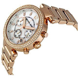 Michael Kors Parker White Dial with Diamonds Rose Gold Steel Strap Watch for Women - MK5491