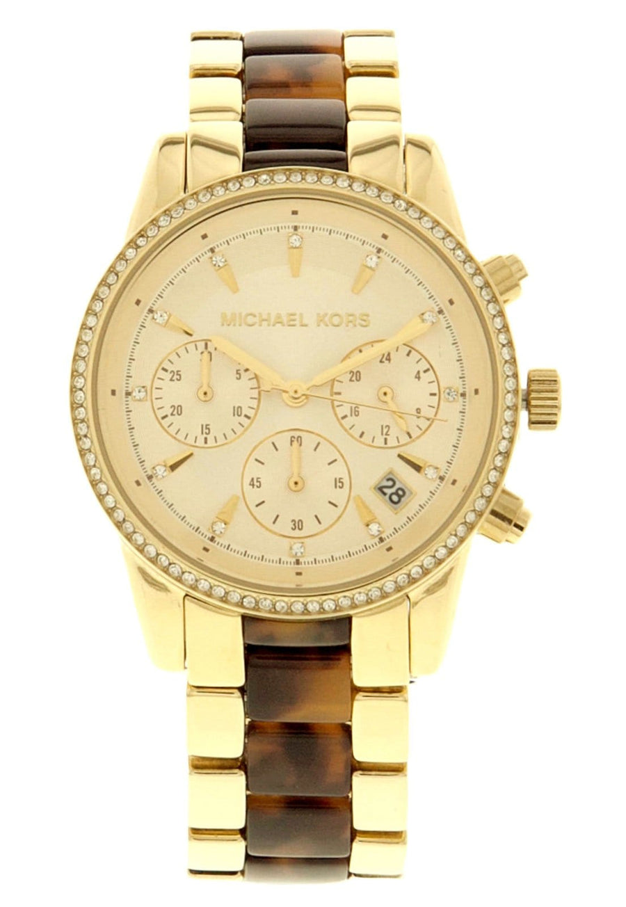 Michael Kors Ritz Gold Dial Two Tone Steel Strap Watch for Women - MK6322