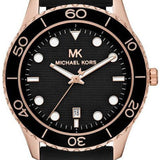 Michael Kors Runway Quartz Black Dial Black Silicone Strap Watch For Women - MK6852