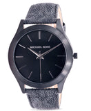 Michael Kors Slim Runway Black Dial Black Leather Strap Watch For Men - MK8908