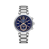 Michael Kors Sawyer Navy Blue Dial Silver Steel Strap Watch for Women - MK6224