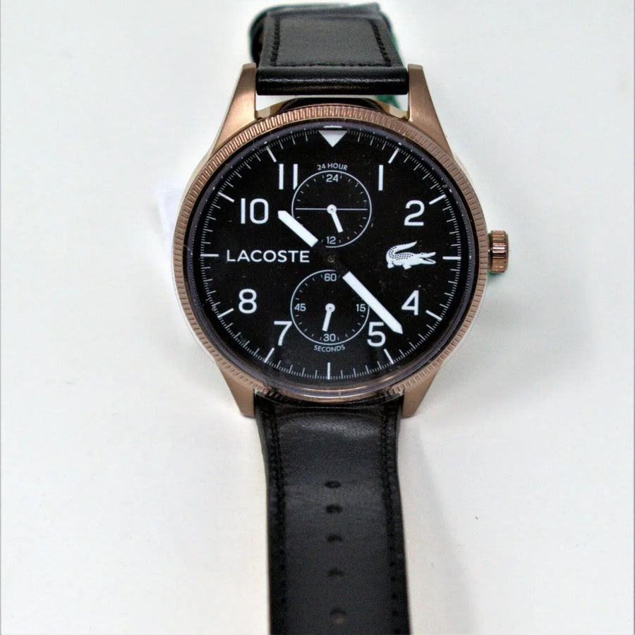 Lacoste Continental Black Dial Black Leather Strap Watch for Men - 2011042
