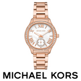 Michael Kors Sage Three-Hand Mother of Pearl White Dial Rose Gold Steel Strap Watch for Women - MK4806