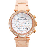 Michael Kors Parker White Dial with Diamonds Rose Gold Steel Strap Watch for Women - MK5491