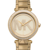 Michael Kors Parker Diamonds Gold Dial Gold Steel Strap Watch for Women - MK5784