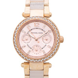 Michael Kors Parker Pink Dial Two Tone Steel Strap Watch for Women - MK6110