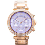 Michael Kors Parker Purple Dial Rose Gold Steel Strap Watch for Women - MK6169