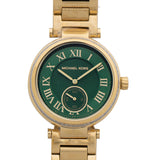 Michael Kors Skylar Green Dial Gold Steel Strap Watch for Women - MK6065