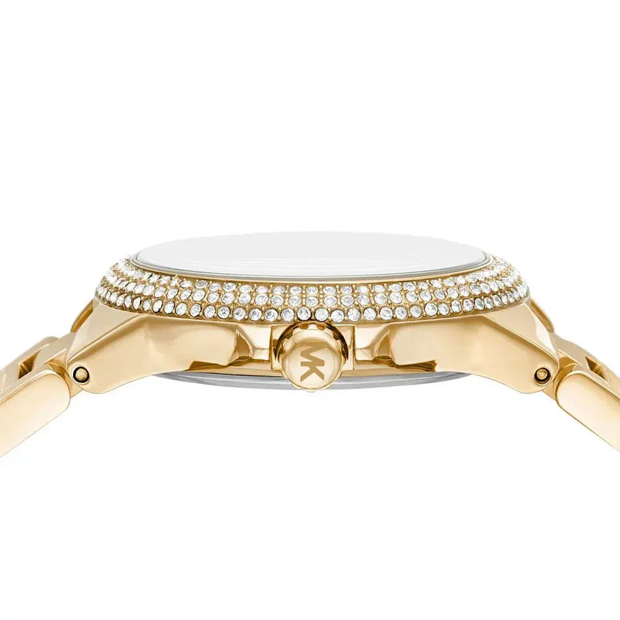 Michael Kors Camille Multifunction Green Dial Gold Steel Strap Watch For Women - MK6981