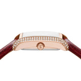 Michael Kors Emery Quartz Diamonds Silver Dial Red Leather Strap Watch For Women - MK4689