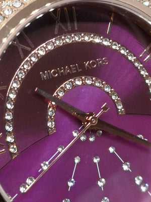 Michael Kors Lauryn Pink Dial Rose Gold Steel Strap Watch for Women - MK3722