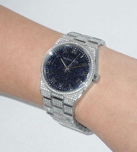 Michael Kors Channing Diamonds Black Dial Silver Steel Strap Watch for Women - MK6089