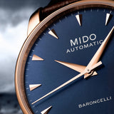 Mido Baroncelli Automatic Midnight Blue Dial Brown Leather Strap Watch For Women - M7600.3.65.8