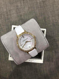 Michael Kors Cinthia Mother of Pearl Dial White Leather Strap Watch for Women - MK2662