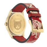 Gucci G Timeless Quartz Red Dial Red Leather Strap Watch For Women - YA1264054