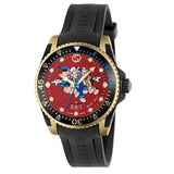 Gucci Dive Quartz Red Dial Black Rubber Strap Watch For Men - YA136325