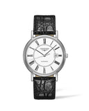 Longines Presence 38.5mm Automatic White Dial Black Leather Strap Watch for Men - L4.921.4.11.2