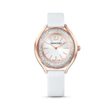 Swarovski Crystalline Aura Silver Dial White Leather Strap Watch for Women - 5519453