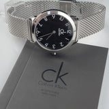 Calvin Klein Minimal Black Dial Silver Mesh Bracelet Watch for Women - K3M52151