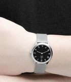 Calvin Klein Minimal Black Dial Silver Mesh Bracelet Watch for Women - K3M52151