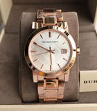 Burberry The City White Dial Rose Gold Steel Strap Watch for Women - BU9004