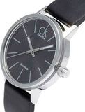 Calvin Klein Minimal Black Dial Black Leather Strap Watch for Men - K7621107