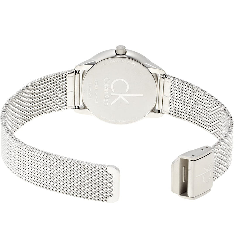 Calvin Klein Minimal Grey Dial Silver Mesh Bracelet Watch for Women - K3M53154