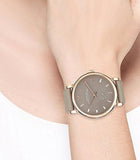 Marc Jacobs Baker Grey Dial Grey Leather Strap Watch for Women - MBM1266